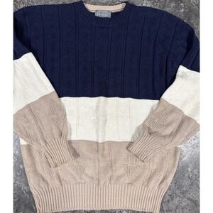 Lord & Taylor Mens Textured Color block‎ Heavy Weight Sweater Sz L/XL
